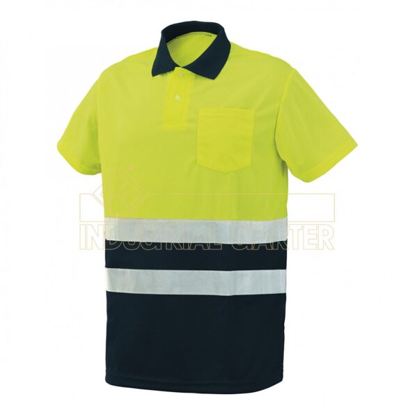 POLO MANGA CORTA ALTA VISIBILIDAD AMARILLO/MARINO