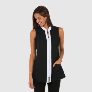 CASACA DYNEKE MICROFIBRA NEGRO SIN MANGAS CUELLO MAO MUJER