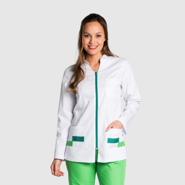 CHAQUETA DYNEKE FARMACIA CONTRASTE VERDE MUJER MANGA CORTA