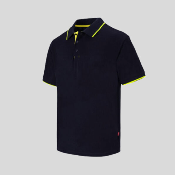 POLO VELILLA MANGA CORTA AZUL MARINO Y AMARILLO