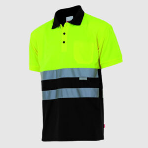 POLO VELILLA MANGA CORTA ALTA VISIBILIDAD AMARILLO Y NEGRO