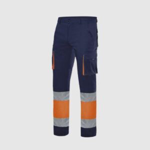 PANTALÓN LARGO ALTA VISIBILIDAD NARANJA Y MARINO MULTIBOLSILLOS